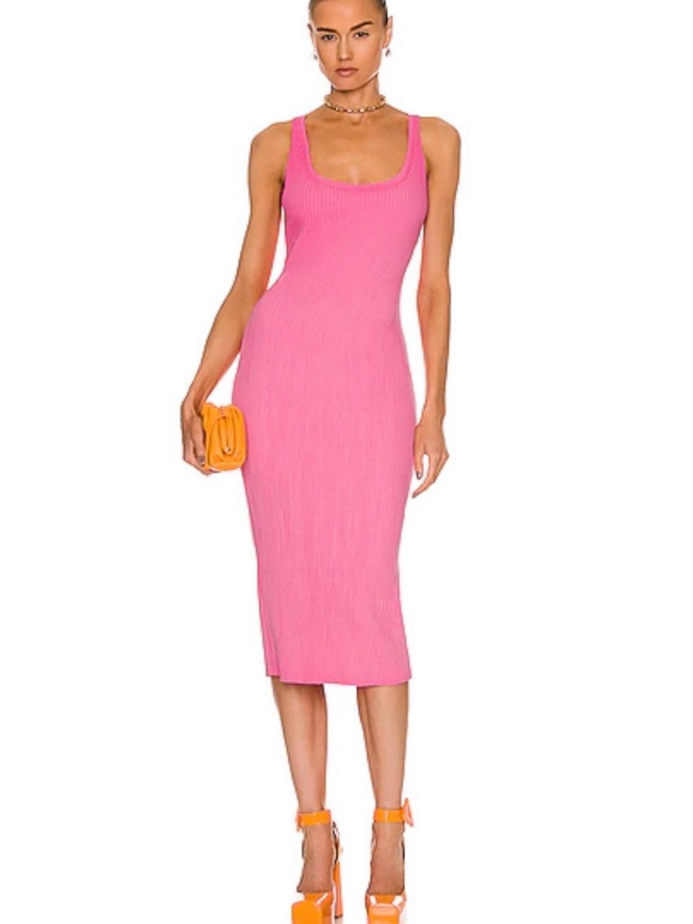 Ibizia Ribbed Tank Midi Dress - Women's Sleeveless Bodycon